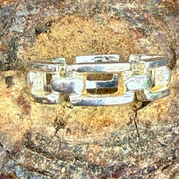 Vintage Sterling Silver Chain Band Ring Size 5 1/4 - Picture 1 of 4